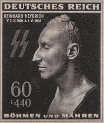 Busto de Heydrich em um selo comemorativo